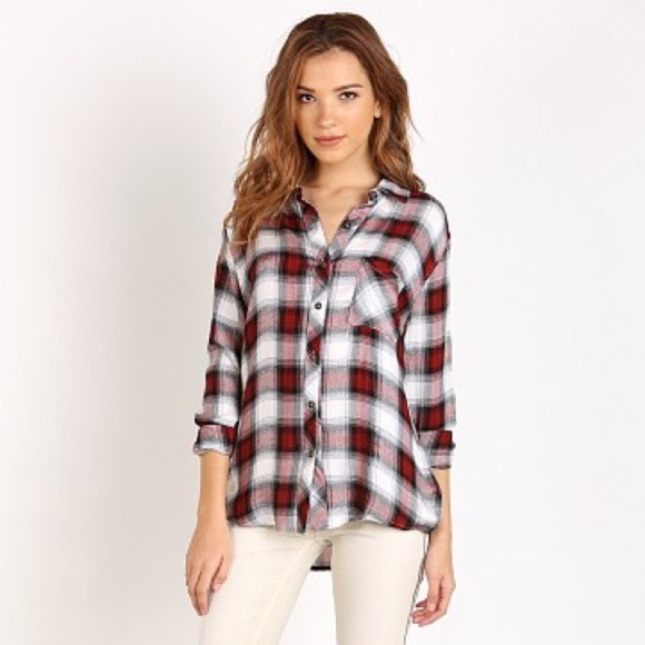 Anthropologie Ash and Ember Button Down front Shirt Plaid Flannel Size XS - Picture 4 of 16